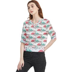 Music Flamingo Quarter Sleeve Blouse