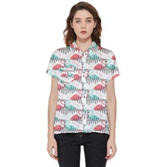 Music Flamingo Short Sleeve Pocket Shirt by Sparkle