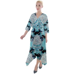 Digital Waves Quarter Sleeve Wrap Front Maxi Dress by Sparkle