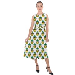 Holiday Pineapple Midi Tie-back Chiffon Dress by Sparkle