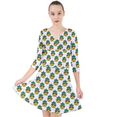 Holiday Pineapple Quarter Sleeve Front Wrap Dress by Sparkle