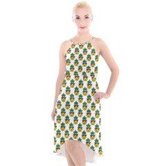 Holiday Pineapple High-low Halter Chiffon Dress  by Sparkle