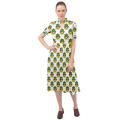 Holiday Pineapple Keyhole Neckline Chiffon Dress by Sparkle