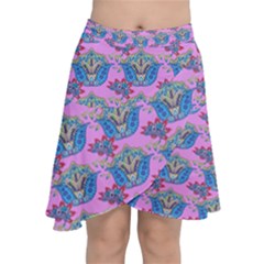 Floral Pattern Chiffon Wrap Front Skirt by Sparkle