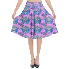 Floral Pattern Flared Midi Skirt by Sparkle