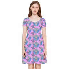 Floral Pattern Inside Out Cap Sleeve Dress by Sparkle