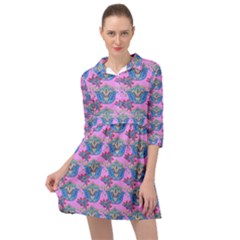 Floral Pattern Mini Skater Shirt Dress by Sparkle