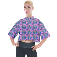 Floral Pattern Mock Neck Tee by Sparkle