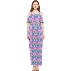 Floral Pattern Draped Sleeveless Chiffon Jumpsuit by Sparkle