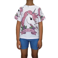 Go To Hell Kids  Short Sleeve Swimwear by Valentinaart