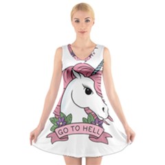 Go To Hell V-neck Sleeveless Dress by Valentinaart