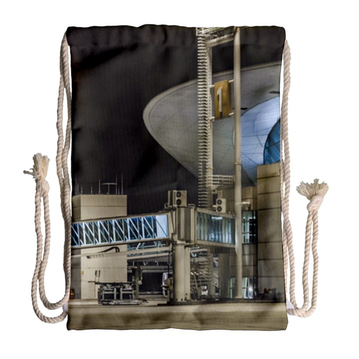 Montevideo Airport Night Scene, Uruguay Drawstring Bag (Large)