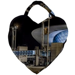 Montevideo Airport Night Scene, Uruguay Giant Heart Shaped Tote by dflcprintsclothing