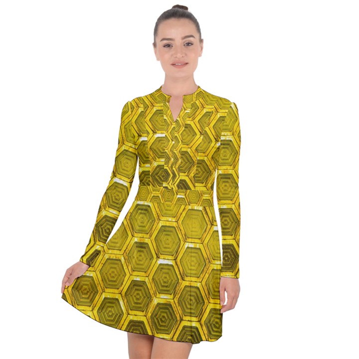 Hexagon Windows Long Sleeve Panel Dress