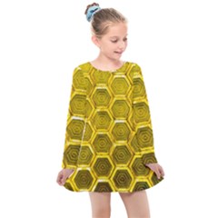 Hexagon Windows Kids  Long Sleeve Dress by essentialimage