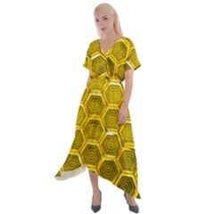 Hexagon Windows Cross Front Sharkbite Hem Maxi Dress by essentialimage