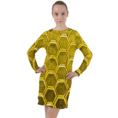 Hexagon Windows Long Sleeve Hoodie Dress by essentialimage