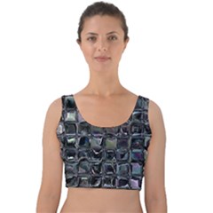 Funky Mosaic  Velvet Crop Top by MRNStudios