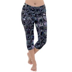 Funky Mosaic  Lightweight Velour Capri Yoga Leggings by MRNStudios