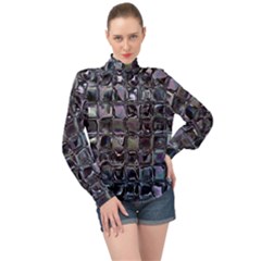 Funky Mosaic  High Neck Long Sleeve Chiffon Top by MRNStudios