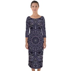 Mellow Mandala  Quarter Sleeve Midi Bodycon Dress by MRNStudios