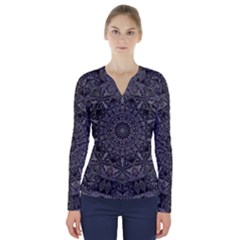 Mellow Mandala  V-neck Long Sleeve Top by MRNStudios