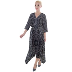 Mellow Mandala  Quarter Sleeve Wrap Front Maxi Dress by MRNStudios