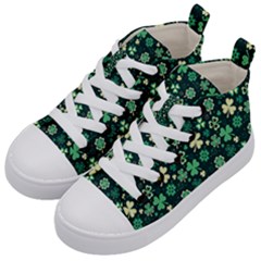 Shamrock Pattern Pink Blue Metallic Pattern Kids  Mid-top Canvas Sneakers by designsbymallika