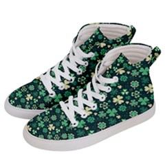 Shamrock Pattern Pink Blue Metallic Pattern Women s Hi-top Skate Sneakers by designsbymallika