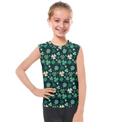 Shamrock Pattern Pink Blue Metallic Pattern Kids  Mesh Tank Top