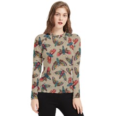 Dragonfly Pattern Women s Long Sleeve Rash Guard by designsbymallika