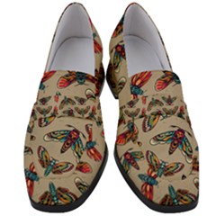 Dragonfly Pattern Women s Chunky Heel Loafers by designsbymallika