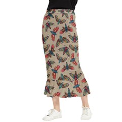 Dragonfly Pattern Maxi Fishtail Chiffon Skirt