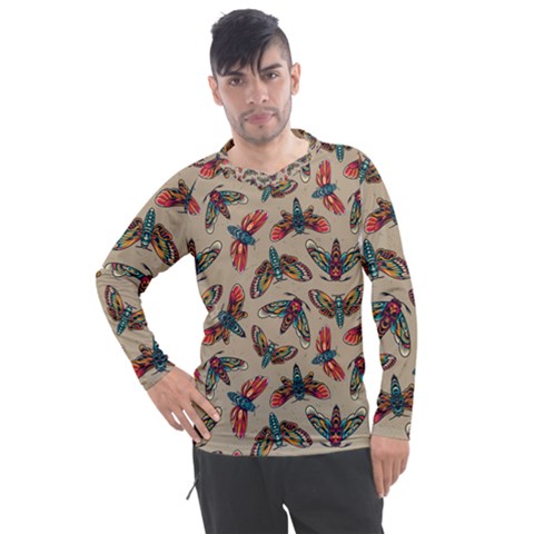 Dragonfly Pattern Men s Pique Long Sleeve Tee by designsbymallika