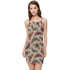 Dragonfly Pattern Summer Tie Front Dress