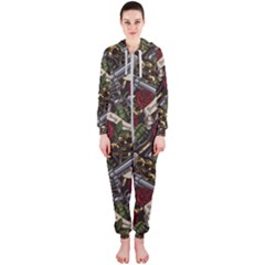 Hustle Hard Dragonfly Pattern Hooded Jumpsuit (ladies)  by designsbymallika