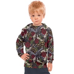 Hustle Hard Dragonfly Pattern Kids  Hooded Pullover by designsbymallika