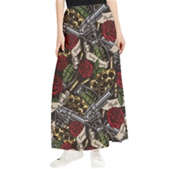 Hustle Hard Dragonfly Pattern Maxi Chiffon Skirt