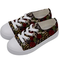 Hustle Hard Dragonfly Pattern Kids  Low Top Canvas Sneakers by designsbymallika