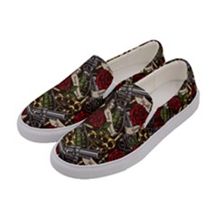 Hustle Hard Dragonfly Pattern Women s Canvas Slip Ons by designsbymallika