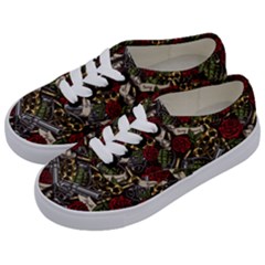 Hustle Hard Dragonfly Pattern Kids  Classic Low Top Sneakers by designsbymallika