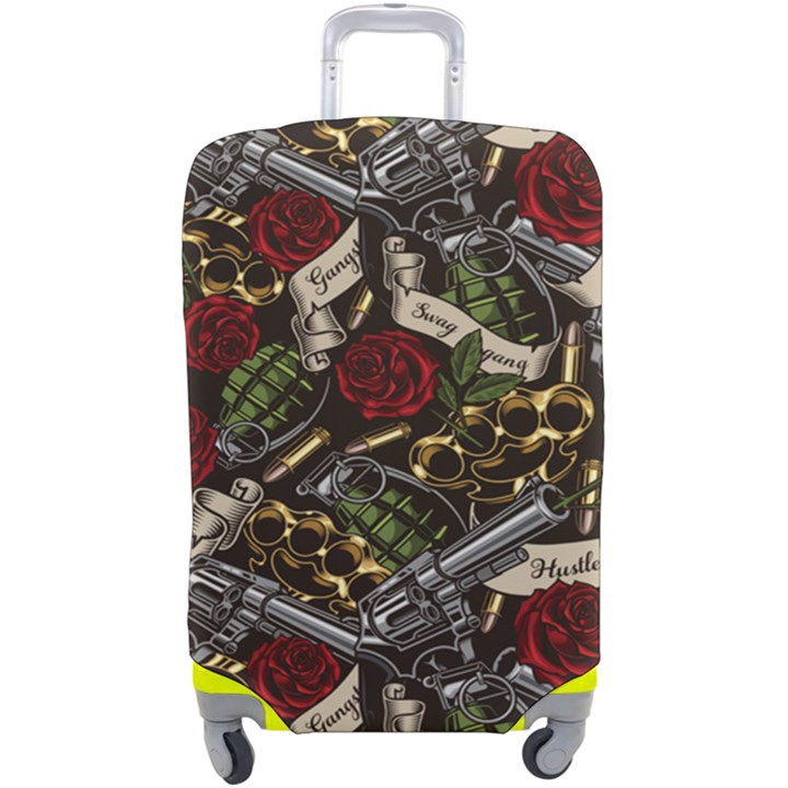 Hustle Hard Dragonfly Pattern Luggage Cover (Large)