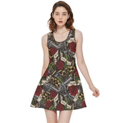 Hustle Hard Dragonfly Pattern Inside Out Reversible Sleeveless Dress