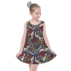 Hustle Hard Dragonfly Pattern Kids  Summer Dress by designsbymallika