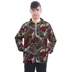 Hustle Hard Dragonfly Pattern Men s Half Zip Pullover by designsbymallika