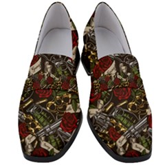 Hustle Hard Dragonfly Pattern Women s Chunky Heel Loafers by designsbymallika