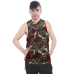 Hustle Hard Dragonfly Pattern Men s Sleeveless Hoodie by designsbymallika