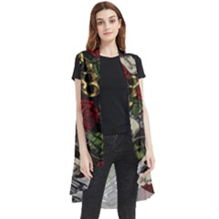 Hustle Hard Dragonfly Pattern Sleeveless Chiffon Waistcoat Shirt