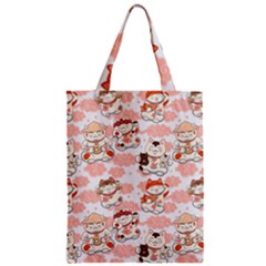 Menaki Cat Pattern Zipper Classic Tote Bag by designsbymallika