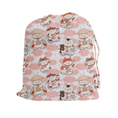 Menaki Cat Pattern Drawstring Pouch (2xl)